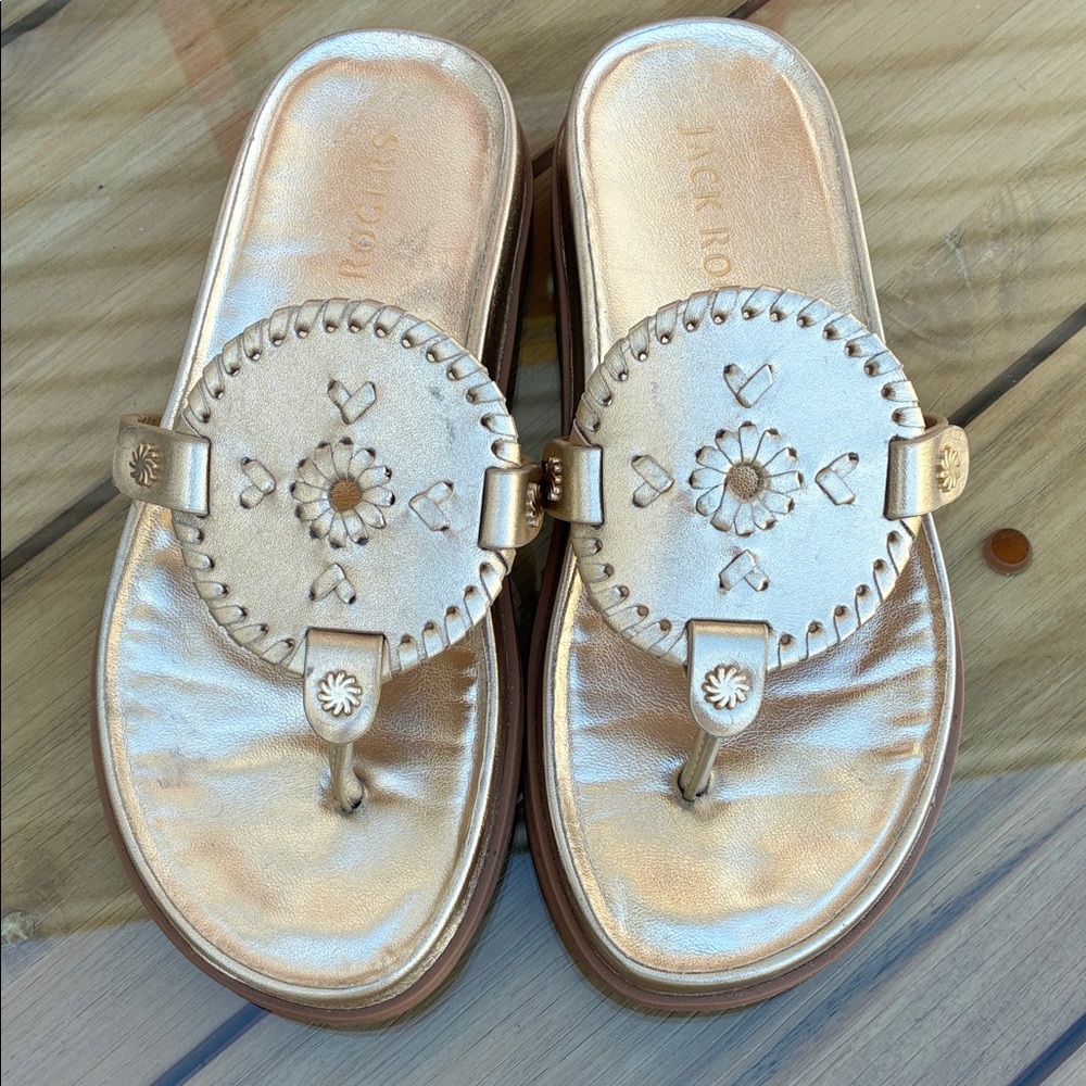 Jack Rogers Metallic Gold Slide Sandals